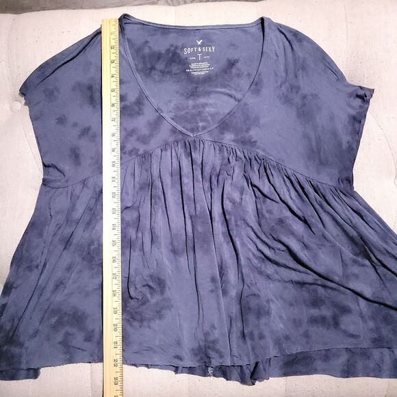 American Eagle Blue Grey Tie Dye Soft & Sexy Sleeveless babydoll Top Womens  XS - Picture 8 of 9